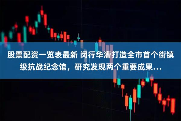 股票配资一览表最新 闵行华漕打造全市首个街镇级抗战纪念馆，研究发现两个重要成果…